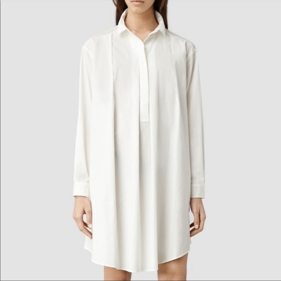 Allsaints Lana Shirt Dress In White 